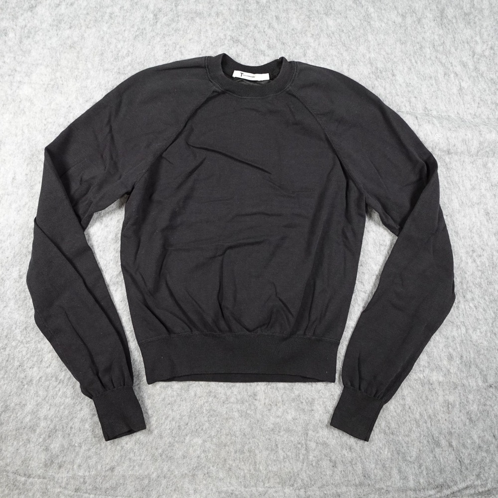 Alexander Wang Sweater Women Extra Small Black Mixed Media Satin Back Raglan